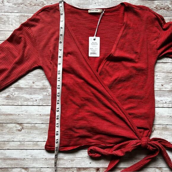 Marine Layer Ava Wrap Top Bell Sleeves Red Stripe Size Small NWT - Picture 5 of 9